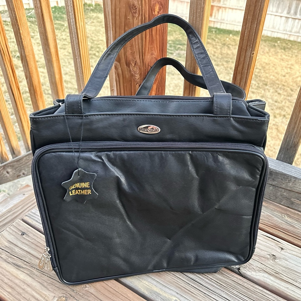 Pierre Cardin Black Leather Bag Luggage Edition
